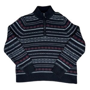 Croft & Barrow Men's Quarter Zip Sweater Fair Isle Vintage Retro Holiday Casual